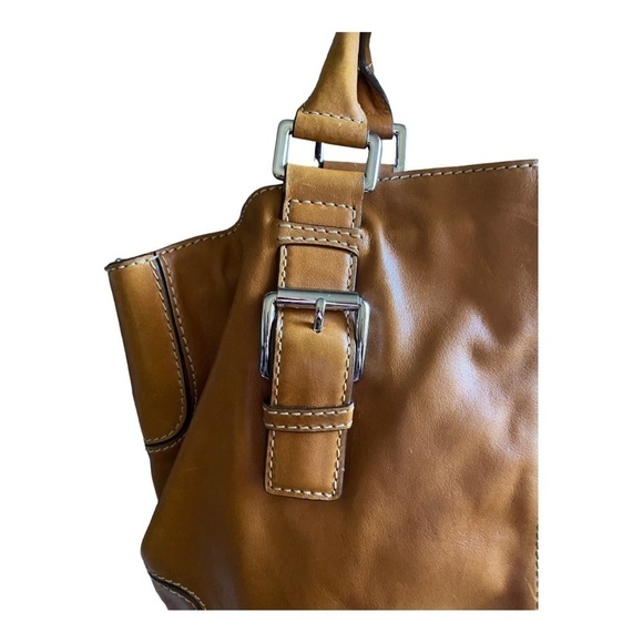 MICHAEL KORS-LEATHER COGNAC COLOR SATCHEL BAG - Picture 3 of 14